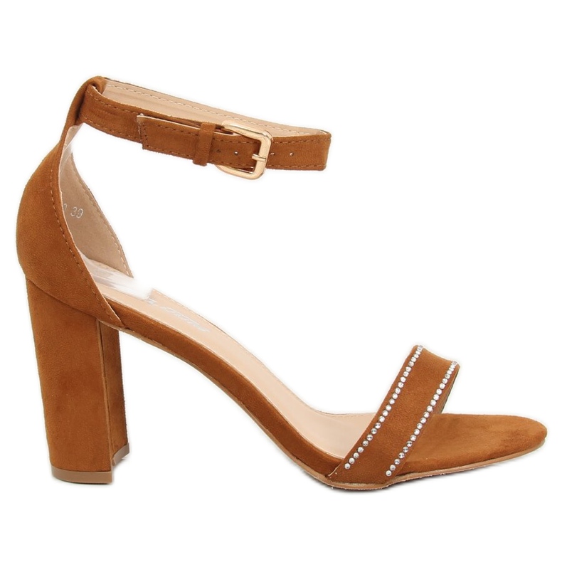 Sandals on the post camel A8020 Camel brown