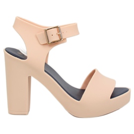 High-heeled sandals meliski beige KM202 D.BEIGE / NAVY