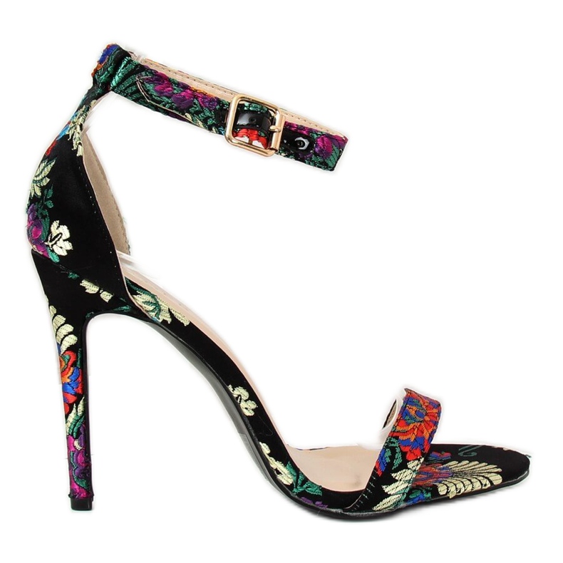 Oriental black sandals KSL708 Black multicolored