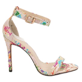 Oriental beige sandals KSL708 Beige brown multicolored