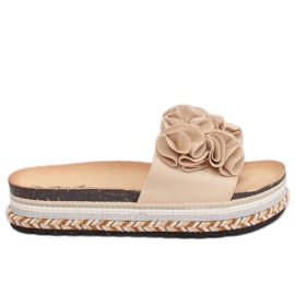 Women's beige slippers S61 Beige