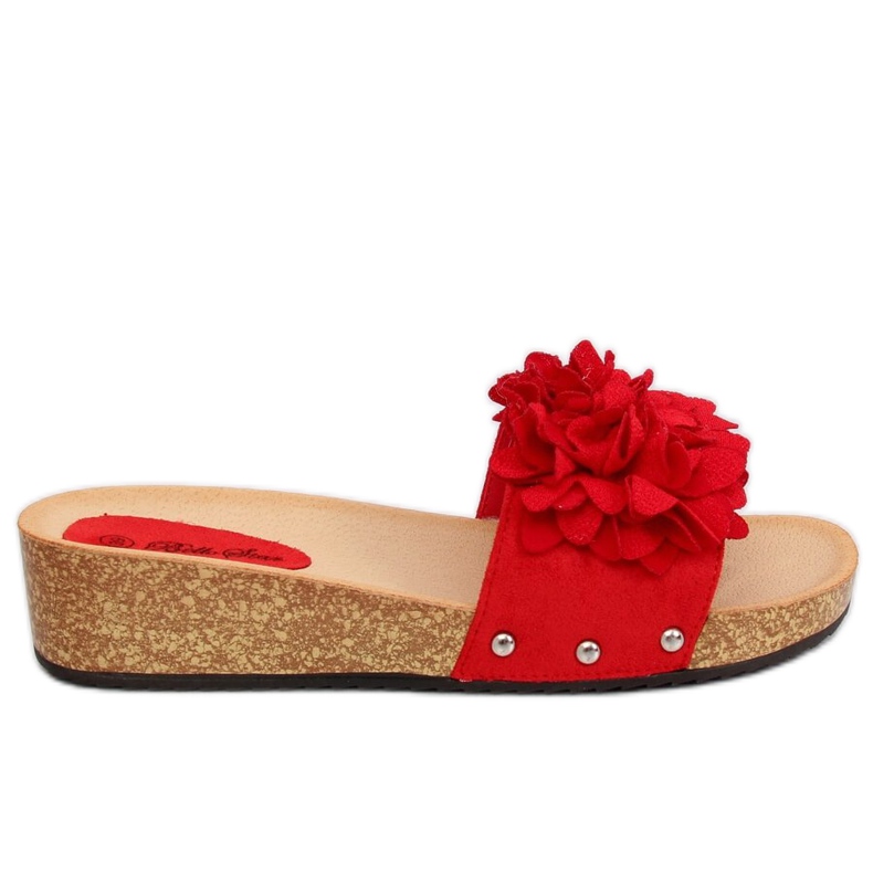 Red S63 Red flip-flops with flowers