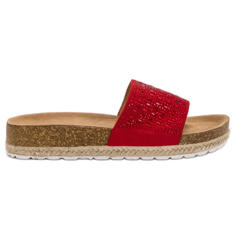Seastar Red Slippers With Zircons
