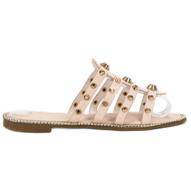 Renda Slippers With Rhinestones brown