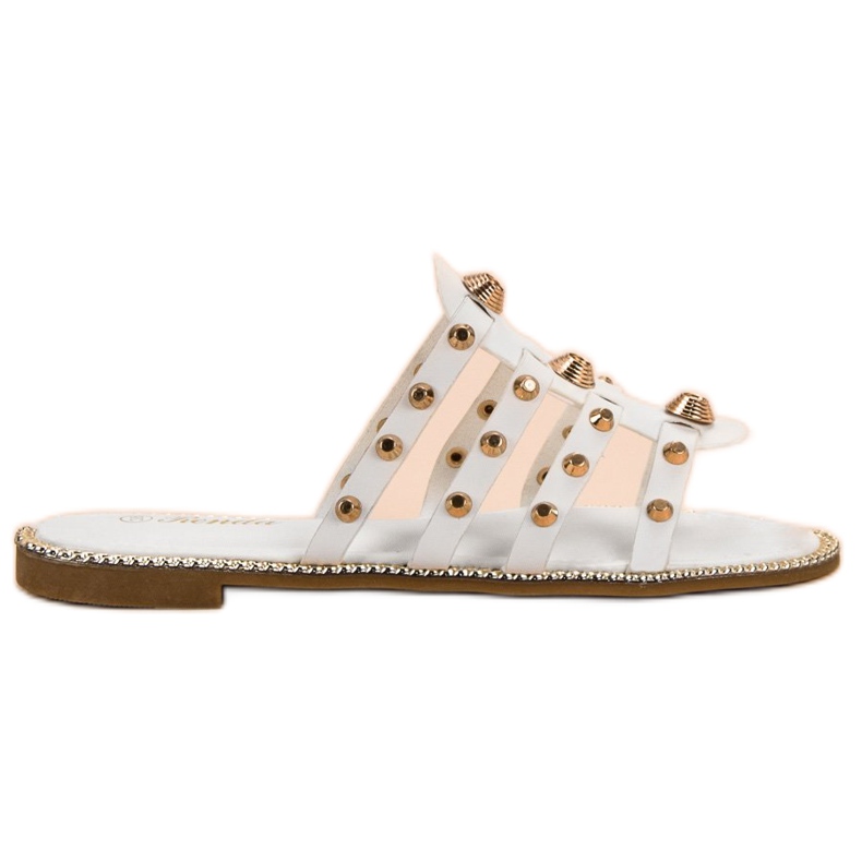 Renda Slippers With Rhinestones white