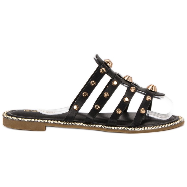 Renda Slippers With Rhinestones black