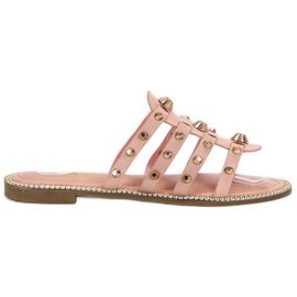Renda Slippers With Rhinestones pink
