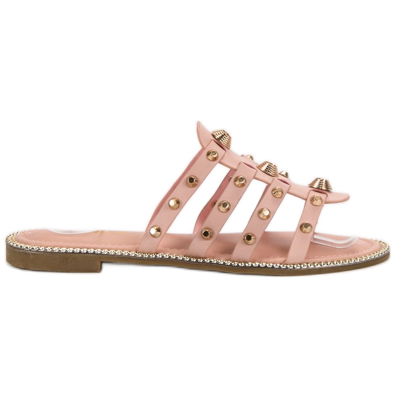 Renda Slippers With Rhinestones pink
