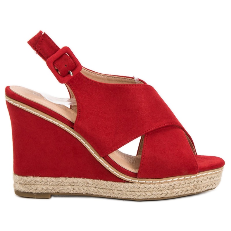 Anesia Paris Suede Wedge Sandals red