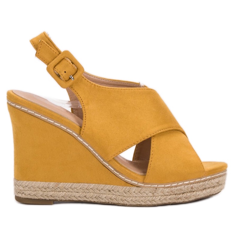 Anesia Paris Suede Wedge Sandals yellow
