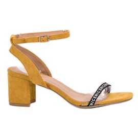 Ideal Shoes Stylish Suede Sandals yellow