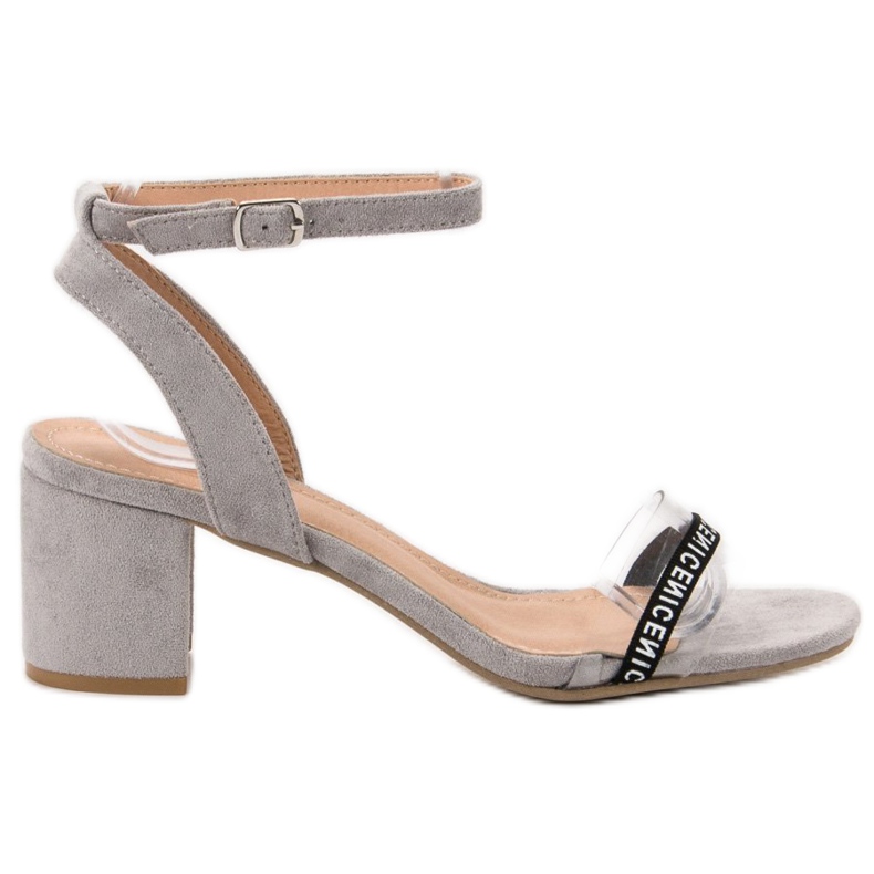 Ideal Shoes Stylish Suede Sandals grey Ideal Shoes Stylish Suede Sandals grey