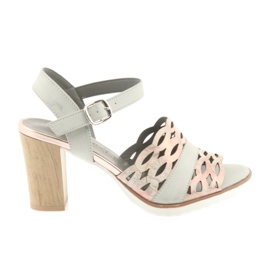 M.Daszyński Daszyński Openwork sandals on the 1846 gray/pink post grey M.Daszyński Daszyński Openwork sandals on the 1846 gray/pink post grey
