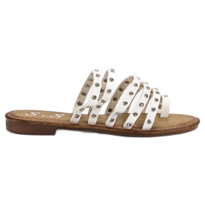 SHELOVET Slippers With Rhinestones white