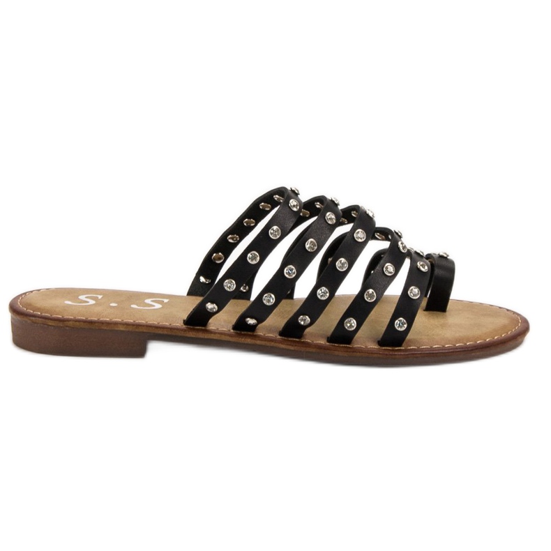 SHELOVET Slippers With Rhinestones black SHELOVET Slippers With Rhinestones black