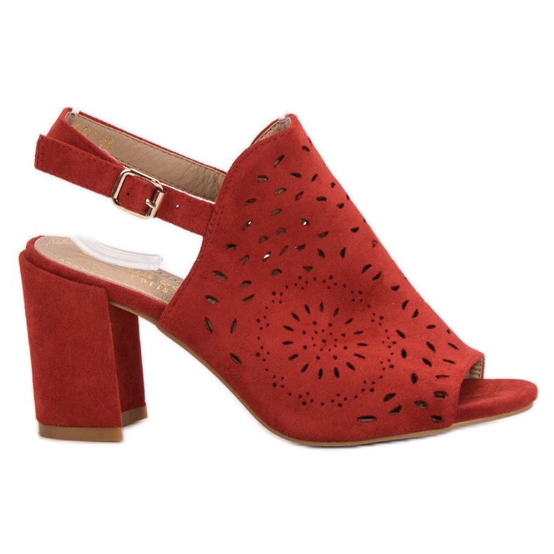 SHELOVET Openwork Sandals On High Heels red