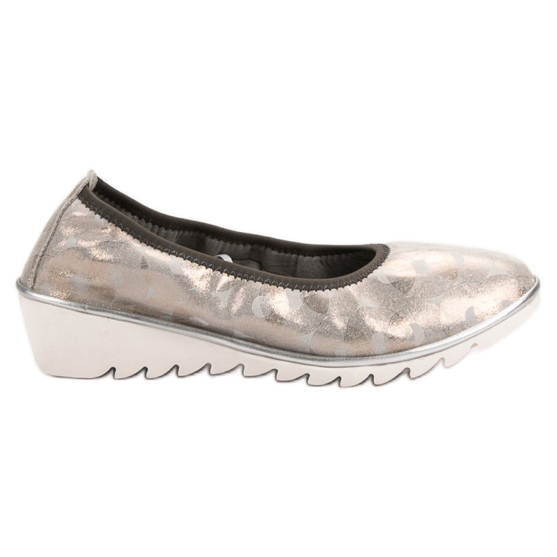 Filippo Leather Ballerina On Wedge beige golden