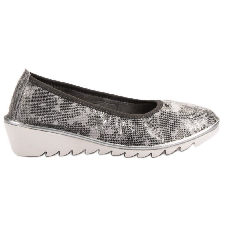 Filippo Light gray leather ballet shoes grey
