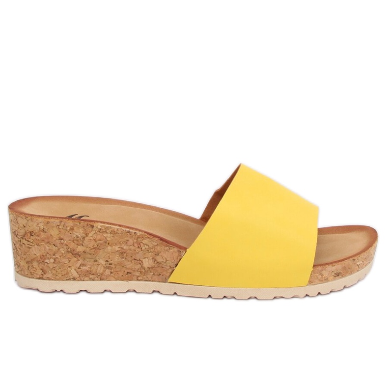 Yellow cork wedge slippers 3527-12 Yellow