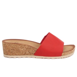 Red cork wedge slippers 3527-12 Red
