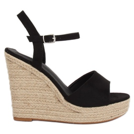 Black Espadrilles on wedges LL-190 Black