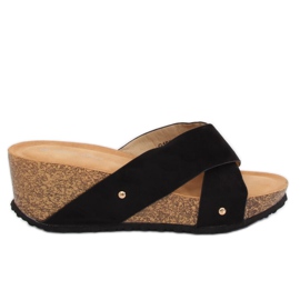 Black G1560 Black wedge slippers