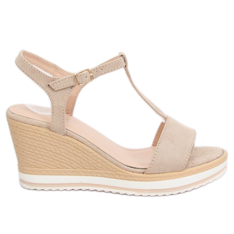 Beige sandals on a wedge heel H-59 Beige