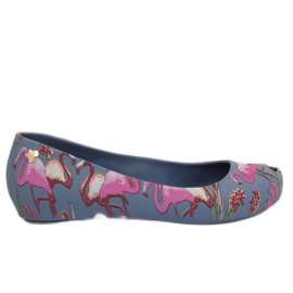 Meliski with flamingos navy blue CK85 Blue purple multicolored