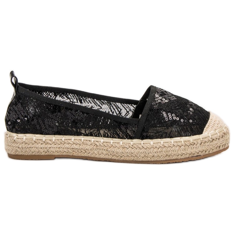 SHELOVET Lace Espadrilles black