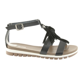 Big Star Boho 274956 Women's Leather sandals with fringes black Big Star Boho 274956 Women's Leather sandals with fringes black