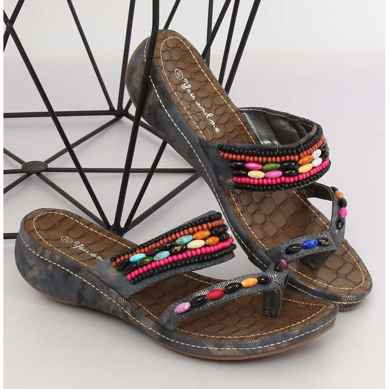 Flip-flops with beads black A123 Black