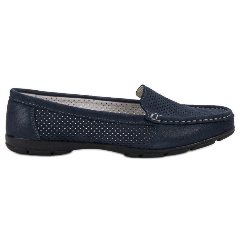 VINCEZA leather loafers navy blue