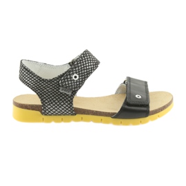 Bartek Girls' leather sandals 59183 black with pattern