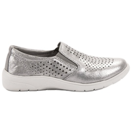Kylie Silver Leather Shoes grey