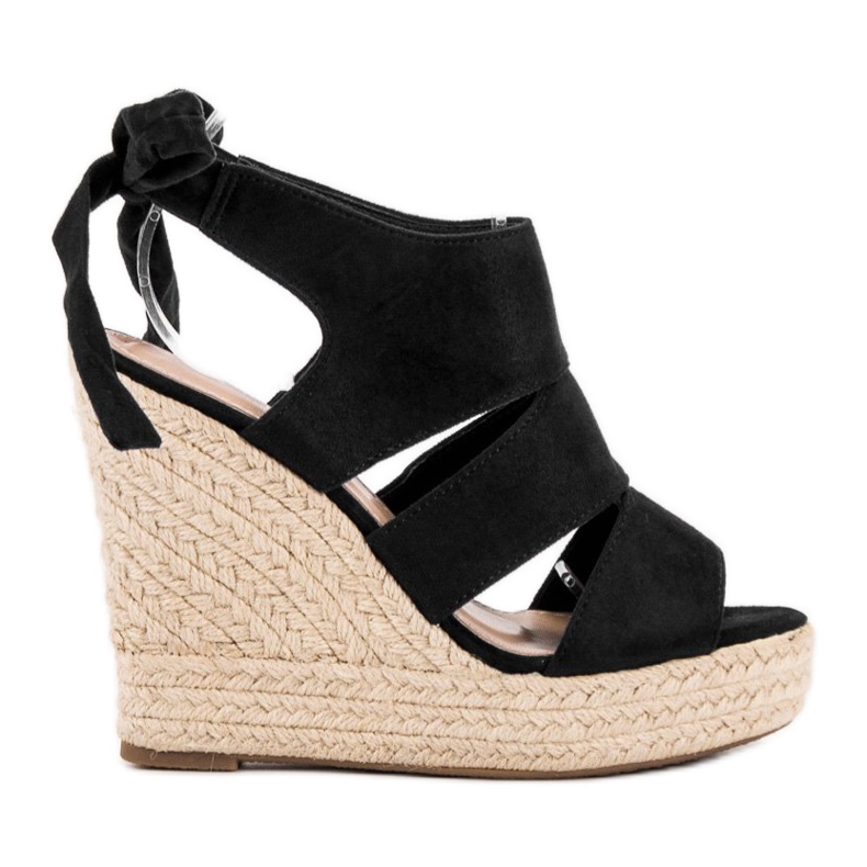 Cm Paris Black Wedge Sandals