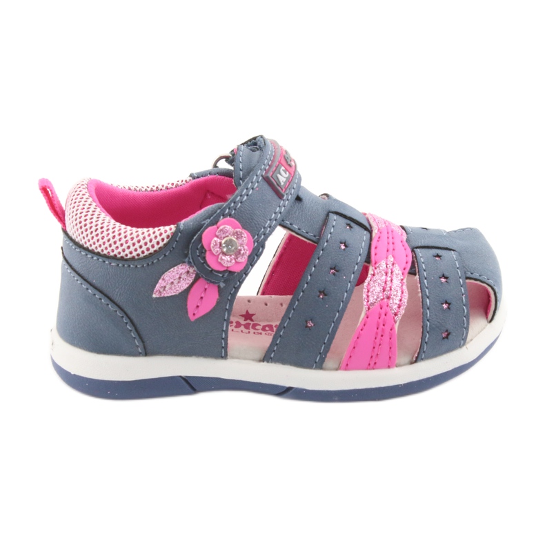 American Club American DR18 denim girls' sandals blue pink American Club American DR18 denim girls' sandals blue pink