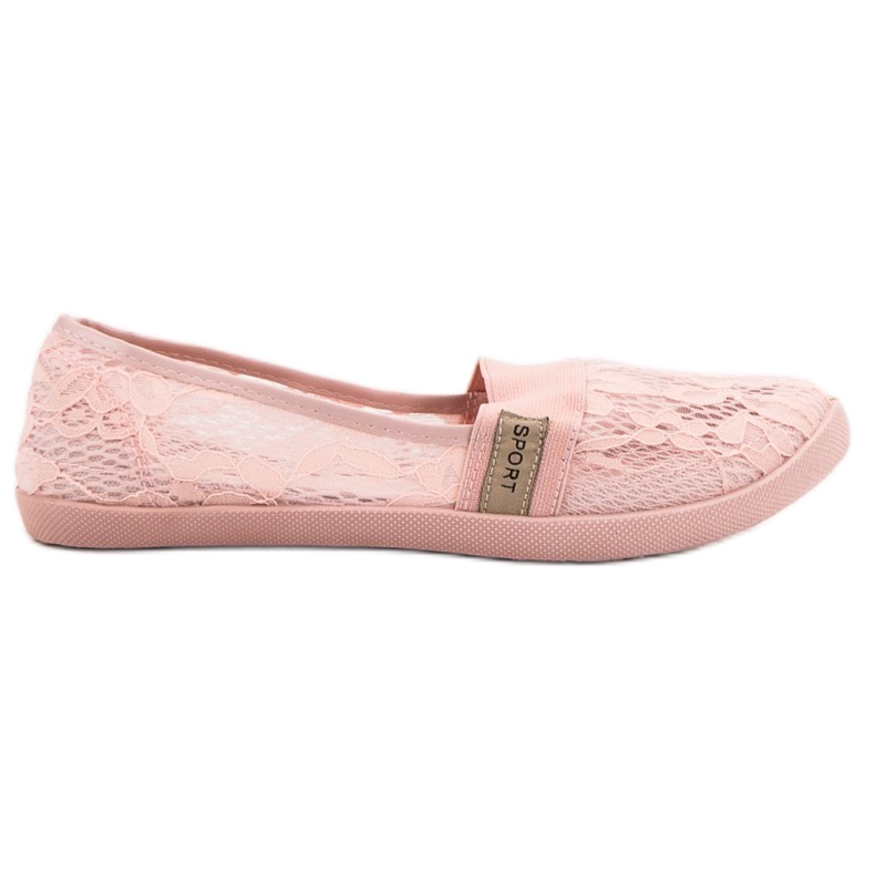 SHELOVET Lace ballerinas pink