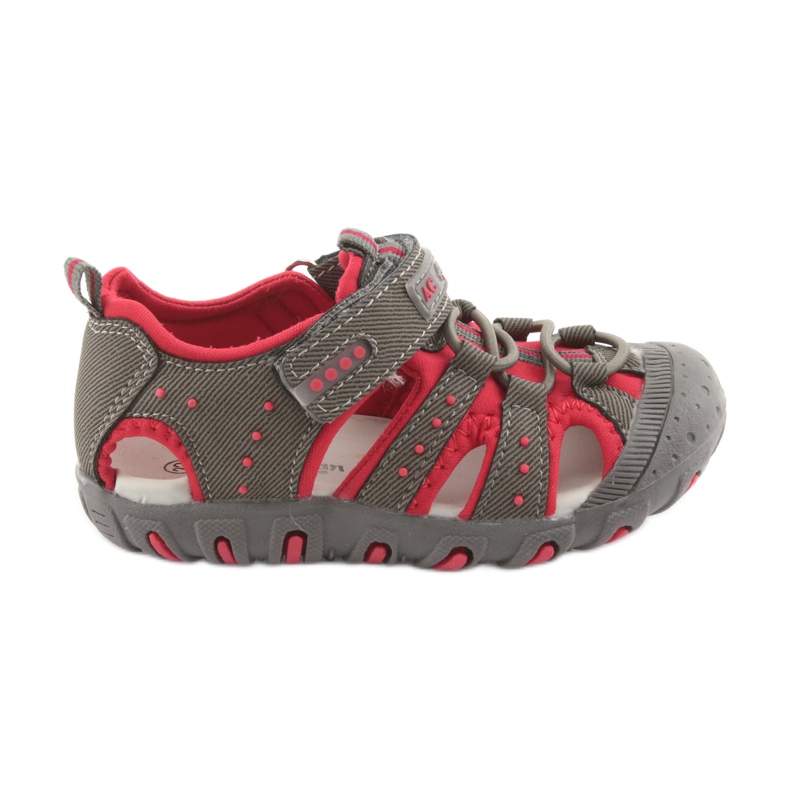 American Club DR11 velcro sandals for boys grey red