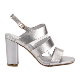SHELOVET Silver Sandals On A Bar grey SHELOVET Silver Sandals On A Bar grey