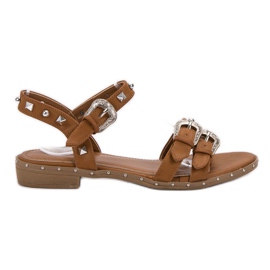 Small Swan Camel Sandals With Studs brown