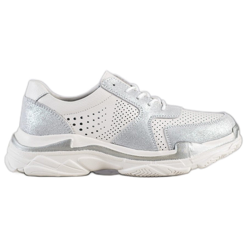 Goodin Leather Sneakers With Glitter white
