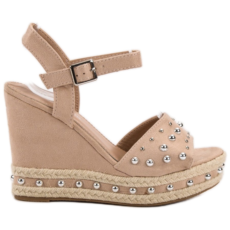 SHELOVET Sandals With Rhinestones brown