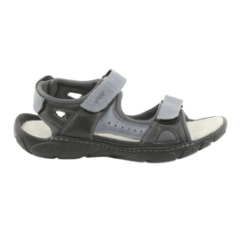 Naszbut Men's leather sandals with Velcro 043 black and gray