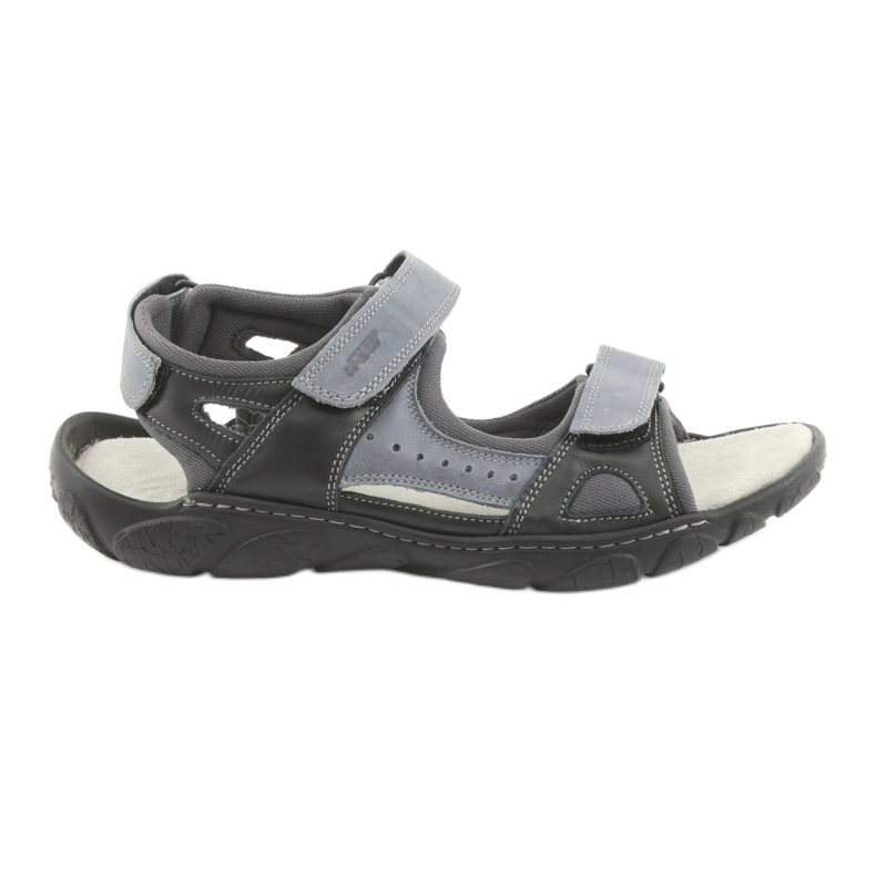 Naszbut Men's leather sandals with Velcro 043 black and gray