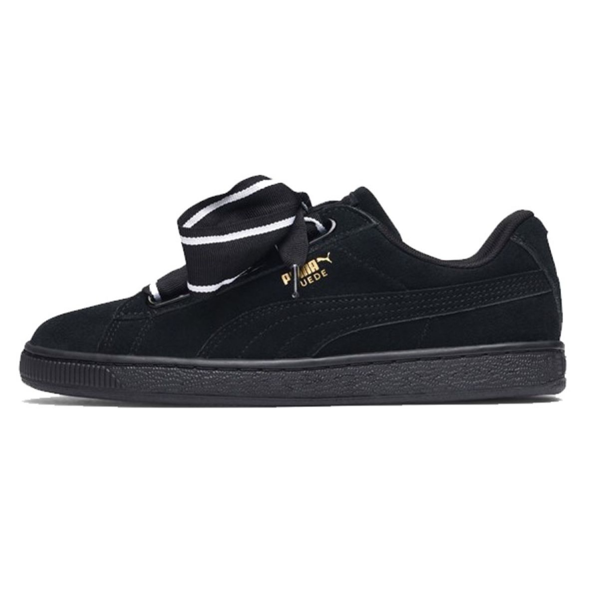 puma suede heart satin black
