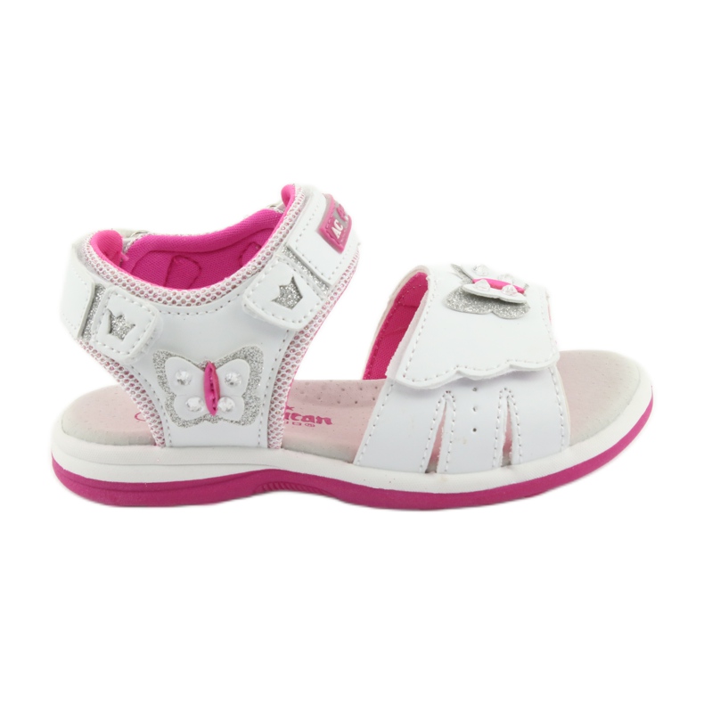 American Club Girls' sandals with butterfly DR09 white/pink leather insert