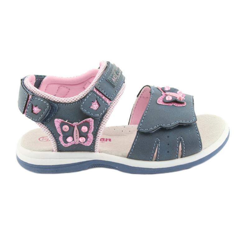 American Club American DR09 denim butterfly girls' sandals blue pink