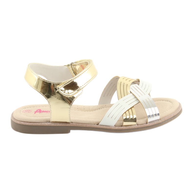 American Club GC23 metallic girls' sandals white grey yellow