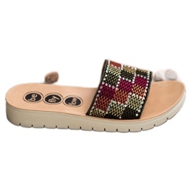 SHELOVET Slippers With Cubic Zirconia multicolored