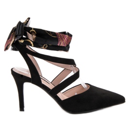 Milaya Stilettos tied with a ribbon black